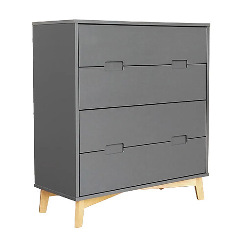 Pegane Commode / meuble de rangement de 4 tiroirs coloris Gris anthracite - longueur 80 x profondeur 35 x hauteur 89 cm