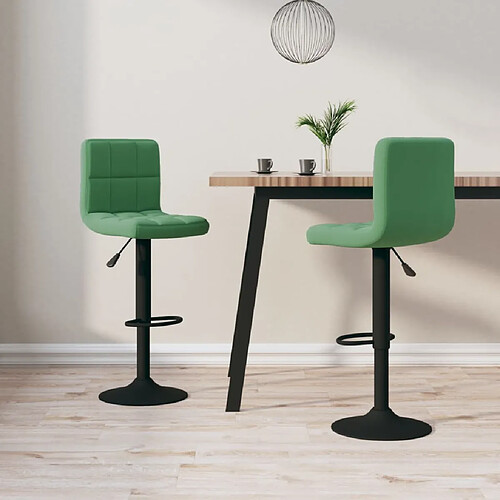 vidaXL Tabourets de bar lot de 2 vert foncé velours