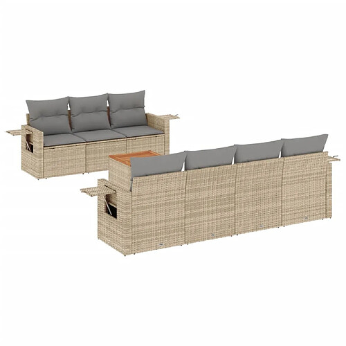 Maison Chic Salon de jardin avec coussins 8 pcs | Ensemble de Table et chaises | Mobilier d'Extérieur beige résine tressée -GKD75791