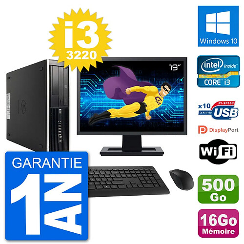 PC HP Compaq Pro 6300 SFF Ecran 19" Intel i3-3220 RAM 16Go 500Go Windows 10 Wifi · Occasion