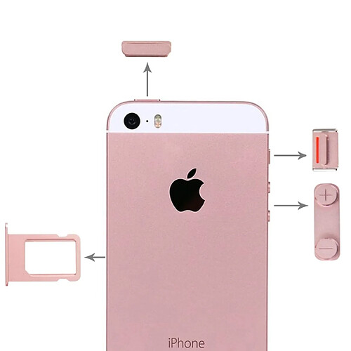 Wewoo Pour iPhone SE Boutons latéraux or rose + plateau de carte SIM pièce détachée