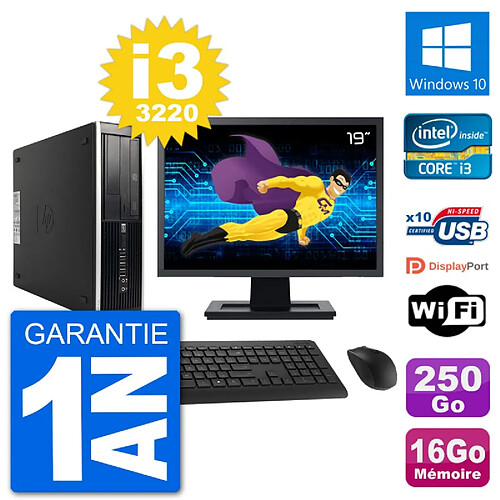 PC HP Compaq Pro 6300 SFF Ecran 19" Intel i3-3220 RAM 16Go 250Go Windows 10 Wifi · Occasion