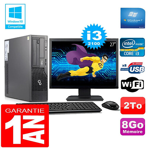 PC Fujitsu Esprimo E500 E85+ SFF Core I3-2100 8Go Disque 2 To Wifi W7 Ecran 27" · Occasion