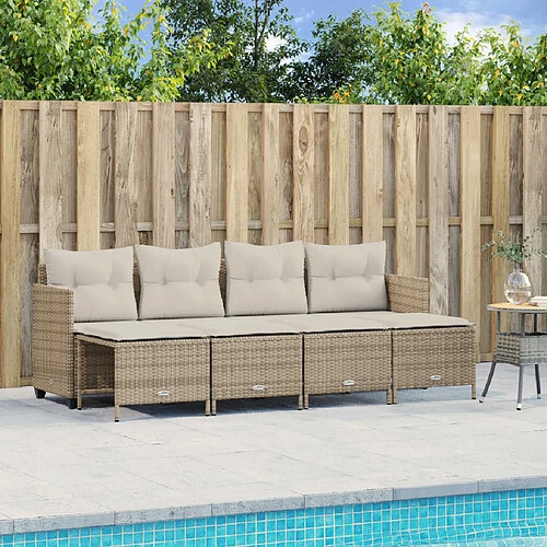 vidaXL Salon de jardin avec coussins 5 pcs beige résine tressée