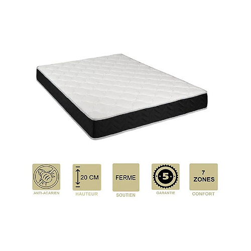 Provence Literie Lot de 2 Matelas Latex 76 Kg/m3 + Mousse 35 Kg/m3 + 2 Alèses 70x190 x 20 cm - Ferme - 7 Zones de Confort - Hypoallergénique