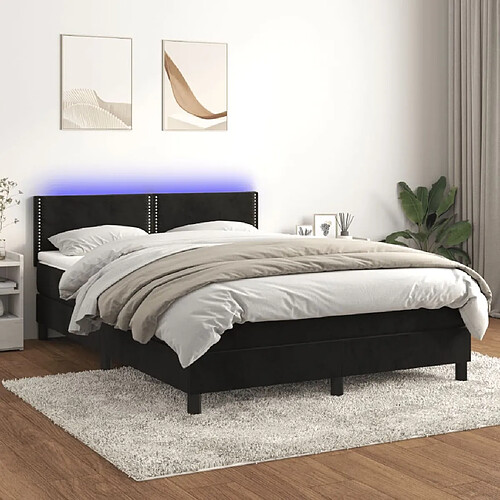 Sommier à lattes LED,Cadre à lattes de lit avec matelas pour Adulte Noir 140x200 cm -MN43085