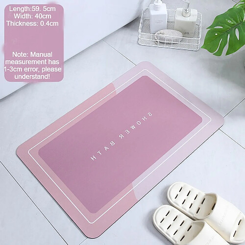 LUUCOZK Tapis de bain antidérapants absorbants à séchage rapide, tapis de décoration de salle de bain-carré rose-Boue de diatomées 40x60cm