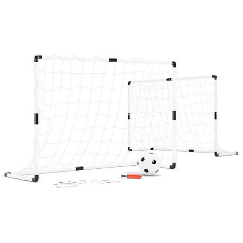 Play4Fun 2 cages de foot pour enfant 120 x 80cm, 1 ballon et pompe inclus, intérieur/extérieur