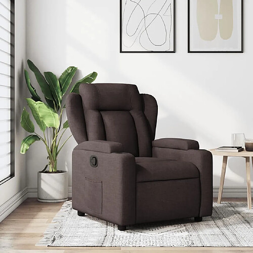 Maison Chic Fauteuil inclinable,Fauteuil luxe de relaxation Marron foncé Tissu -MN96000