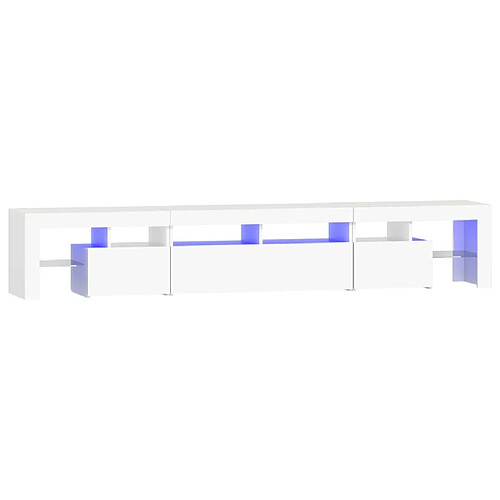 Maison Chic Meuble TV avec lumières LED, Banc TV pour salon, Meuble de rangement Blanc 230x36,5x40 cm -GKD13809