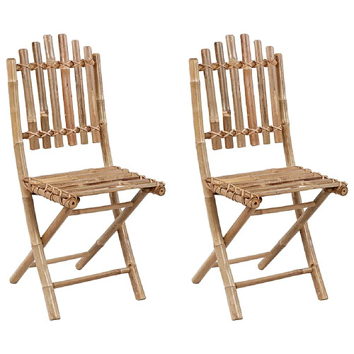 Maison Chic Lot de 2 Chaises pliables de jardin avec coussins - Fauteuil d'extérieur Bambou -MN36345