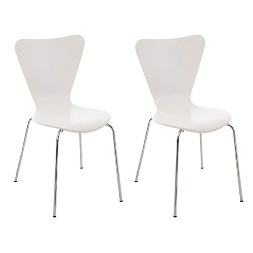 Decoshop26 Lot de 2 chaises de séjour bureau en bois blanc et métal CDS10007