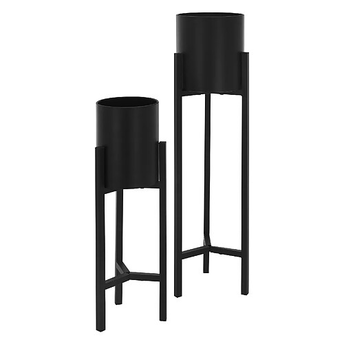 ML-Design Set 2x Supports pour Fleurs Noir, 18x18x56/20x20x76 cm, Métal, Pots de Fleurs Surélevé 2-TLG, Moderne, Résistant aux Intempéries, Porte-Fleurs Déco, Étagère Plantes pour Intérieur/Extérieur