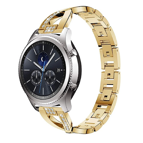 Wewoo Bracelet pour montre connectée Samsung GearS3 / Ticwatch Pro / HUAWEI GT Universel 22mm Diamant Métal doré