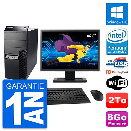 PC Tour Lenovo M91p Ecran 27" Intel G630 RAM 8Go Disque 2To Windows 10 Wifi · Occasion