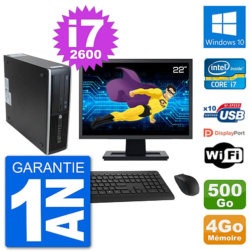 PC HP 8300 SFF Ecran 22" Intel i7-2600 RAM 4Go Disque 500Go Windows 10 Wifi · Occasion