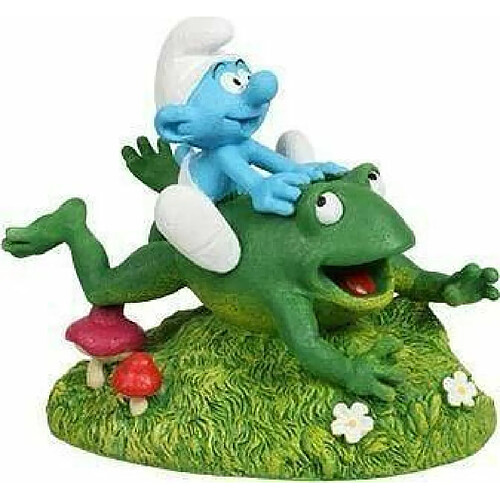 Aqua Della, Figurine Les Schtroumpfs Forêt Grenouille 13x8,2x11,4cm, Hautement détaillée et fabriquée en résine de Polyester, Non-Toxique et pH Neutre, pour Les Aquariums d'eau Douce et d'eau de mer