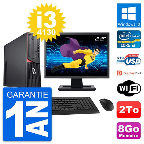 PC Fujitsu E920 DT Ecran 22" Intel i3-4130 RAM 8Go Disque 2To Windows 10 Wifi · Occasion