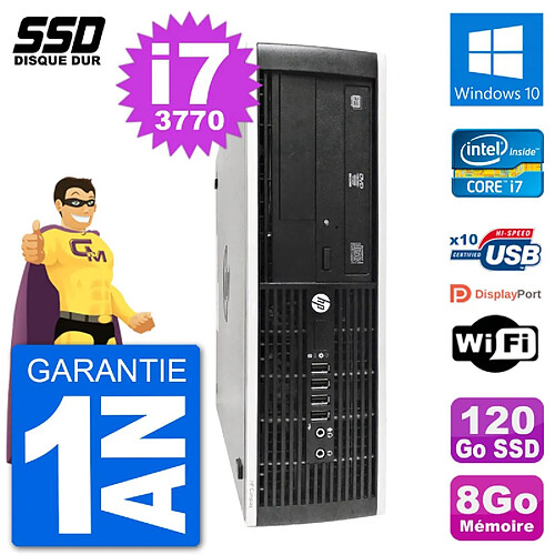 PC HP 8300 Elite SFF Intel i7-3770 RAM 8Go SSD 120Go Windows 10 Wifi · Occasion