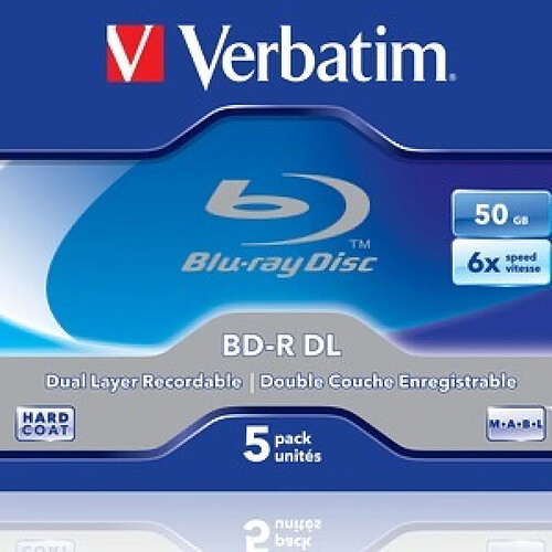 Verbatim BD-R DL 50 GO CERTIFIÉ 6X PACK DE 5