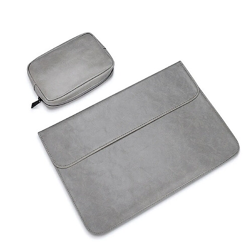 Wewoo Sacoche Sac intérieur pour ordinateur portable à boucle magnétique horizontale en cuir PU PU01S de 15,4 pouces avec petit Gris