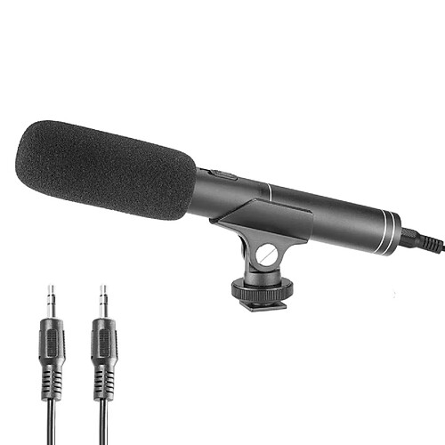 Wewoo Micro noir pour DSLR et DV Caméscope Double Back Pole Professionnel Condensateur Shotgun Microphone