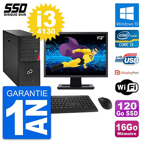 PC Tour Fujitsu P720 Ecran 19" Intel i3-4130 RAM 16Go SSD 120Go Windows 10 Wifi · Occasion