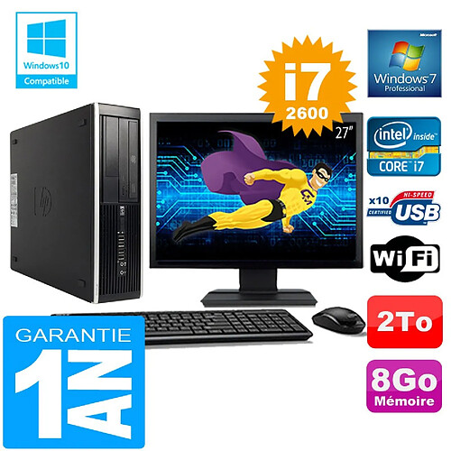 PC HP Compaq 8300 SFF Core I7-2600 Ram 8Go Disque 2 To Wifi W7 Ecran 27" · Occasion