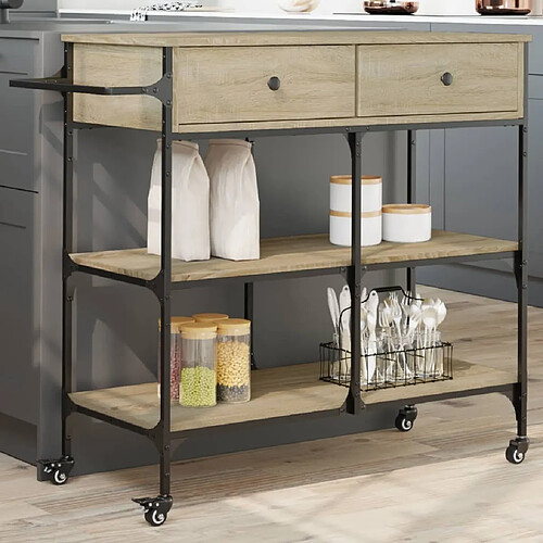 Maison Chic Desserte de cuisine | Chariot de cuisine | Meuble de rangement roulant chêne sonoma 105x42x95 cm bois d'ingénierie -GKD96790