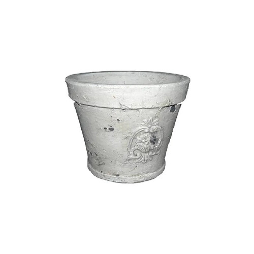 L'Héritier Du Temps Petit Cache Pot ou Jardinière Façon Poterie Ancienne en Terre Cuite Ton Pierre 10x13x13cm