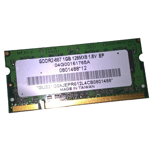 1Go RAM PC Portable UNIFOSA GU331G0AJEPR612L4CB PC2-5300U SODIMM DDR2 667MHz · Occasion