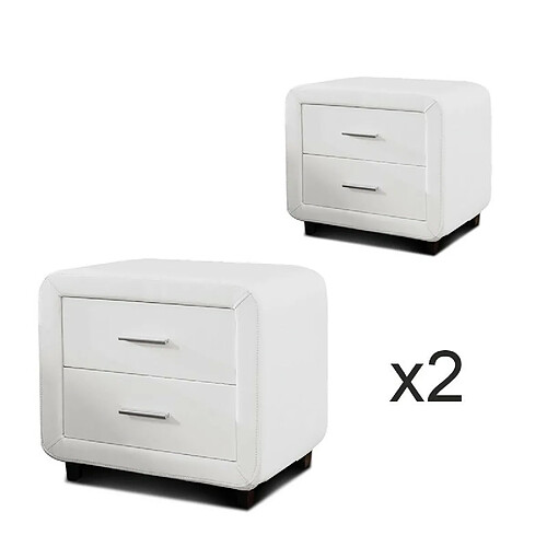 Meubler Design Table Chevet Design Zest Lot De 2 Blanc