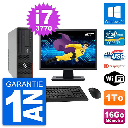 PC Fujitsu E910 DT Ecran 27" Intel i7-3770 RAM 16Go Disque 1To Windows 10 Wifi · Occasion