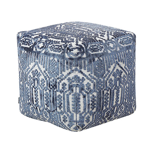 Beliani Pouf bleu à motif géométrique SANAWAN