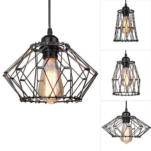 Stoex 5 en 1 Lustre Suspension Abat jours Industrielle Cage forme Changeable Luminaire