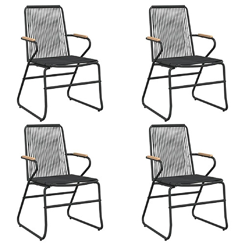 Maison Chic Lot de 4 Chaises de jardin,Fauteuil d'extérieur noir 58x59x85,5 cm rotin PVC -MN56500