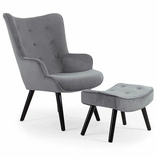 Paris Prix Fauteuil & Pouf Scandinave Nomi 100cm Gris