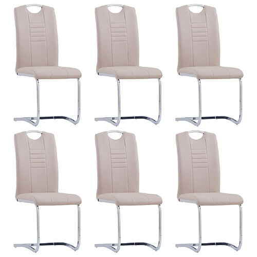 vidaXL Chaises à manger cantilever lot de 6 cappuccino similicuir