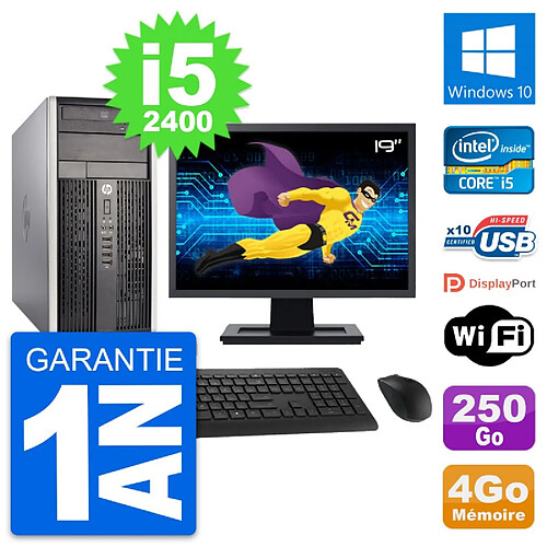 PC Tour HP Pro 6300 CMT Ecran 19" i5-2400 RAM 4Go Disque 250Go Windows 10 Wifi · Occasion