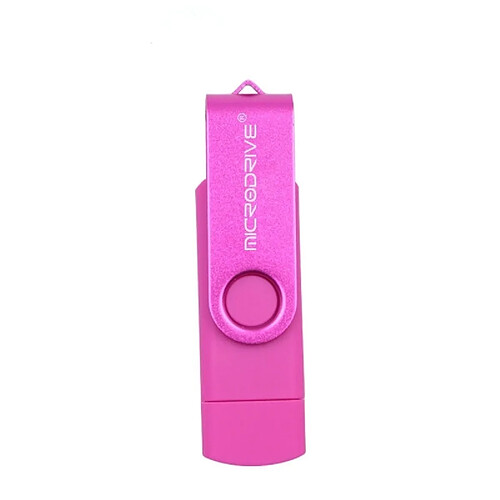 Wewoo Clé USB MicroDrive 128 Go USB 2.0 pour téléphone et ordinateur Double disque rotatif OTG Metal U rose