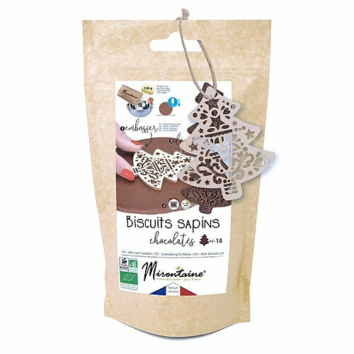 Scrapcooking Préparation + embosseur bois pour biscuits sapins chocolatés