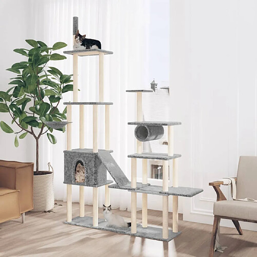 vidaXL Arbre à chat avec griffoirs en sisal Gris clair 279 cm