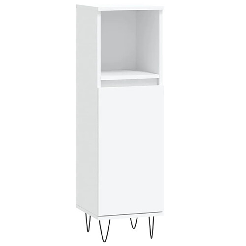 Maison Chic Armoire de salle de bain,Meuble de rangement,Meuble haut blanc 30x30x100 cm bois d'ingénierie -GKD696351