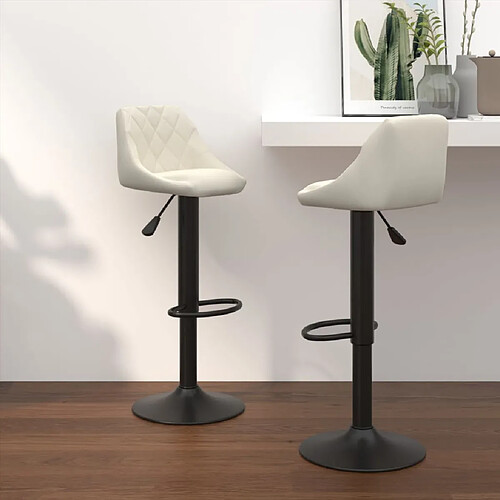 vidaXL Tabourets de bar lot de 2 crème velours