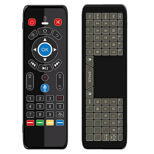 Universal Tableau tactile rétroéclairé jeux mini clavier pour souris aérienne signaux sons gyroscopes à distance gamme 2.4G infrarouge LED lumières TV box Smart TV | télécommande(Le noir)