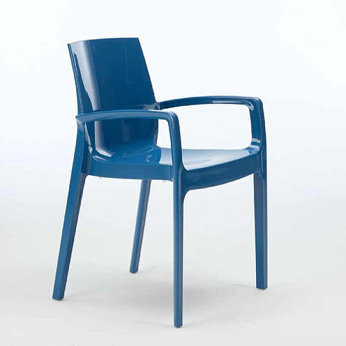 Chaise polypropylène empilable avec accoudoirs salle à manger Cream Grand Soleil, Couleur: Bleu