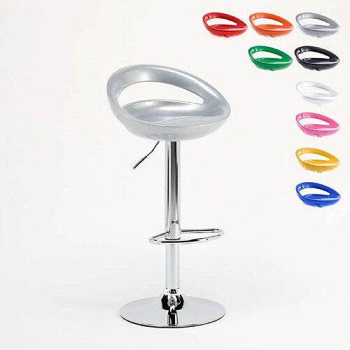 Superstool Tabouret haut pour bar et Cuisine réglable en hauteur pivotant avec repose-pieds Hollywood, Couleur: Gris