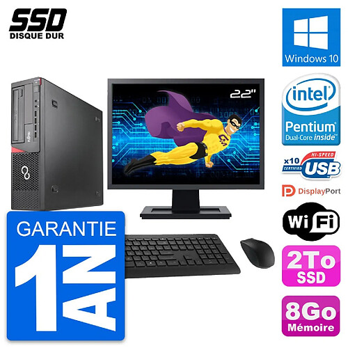 PC Fujitsu E920 DT Ecran 22" Intel G3220 RAM 8Go SSD 2To Windows 10 Wifi · Occasion