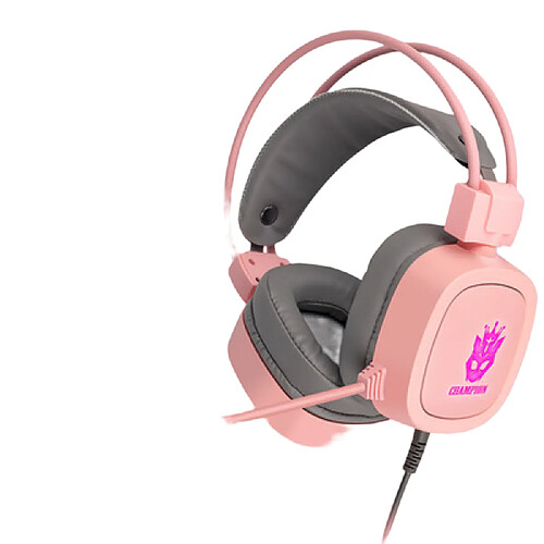 General Casque de jeu, prise audio 0,1 pouce, coussinets en mousse à mémoire de forme, léger, lumière LED, basses surround, compatible avec PC, PlayStation, Xbox, Nintendo Switch.(rose)