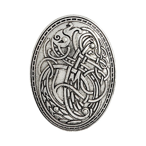 Symbole de bouclier Viking nordique médiéval broche chandail ovale châle broche or